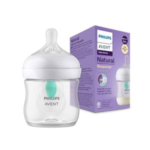 شیشه شیر اونت 125 میل طلقی آنتی کولیک نچرال ریسپانس philips avent سوپاپ دار سیسمونی آرین