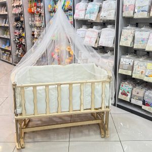 تخت و گهواره کنار مادر چوبی دانینی (تاشو و طرح ترک)